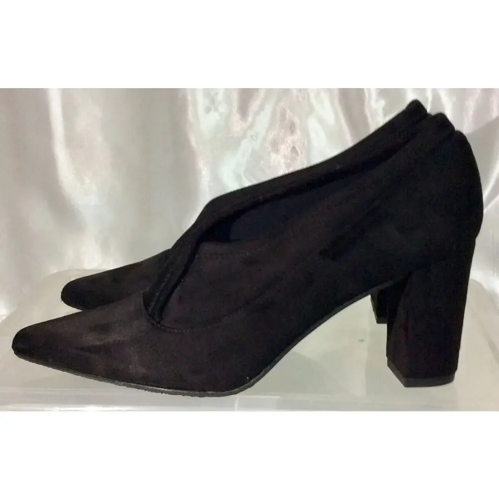 JON JOSEF‎ Black Velvet & Suede Leather Heels Loafers Shoes Women's 10M